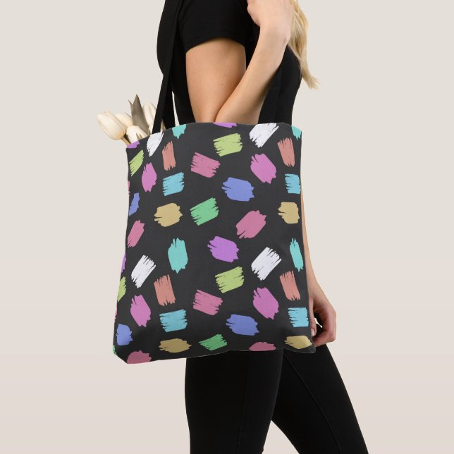 Paint Brush Strokes, Colourful Brush Strokes Tote Bag (Close Up)