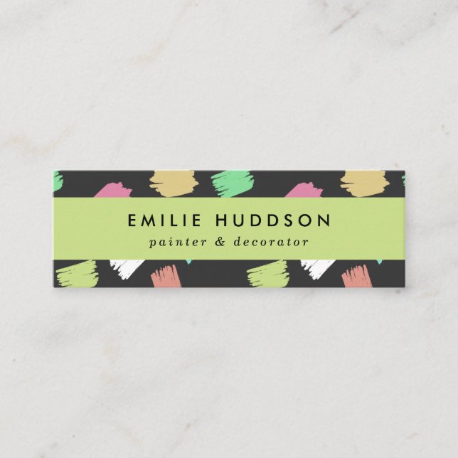 Paint Brush Strokes, Painter, Painting, Decorator Mini Business Card (Front)