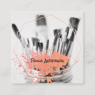 Paint Brushes Spatter Artistic Geometric Square Business Card