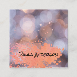 Paint Brushes Spatter Bokeh Photography Square Business Card