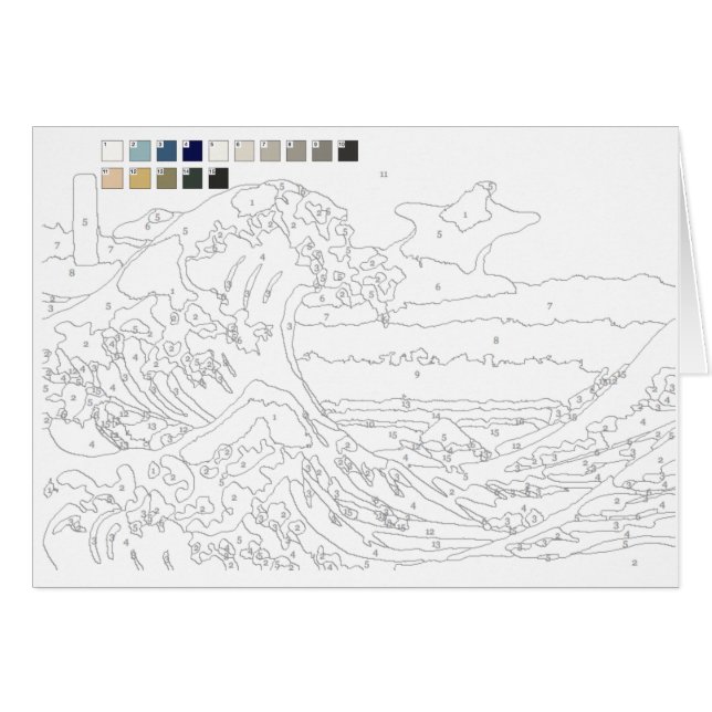 Paint by Numbers Card:La Grande Vague de Kanagawa (Devant horizontal)