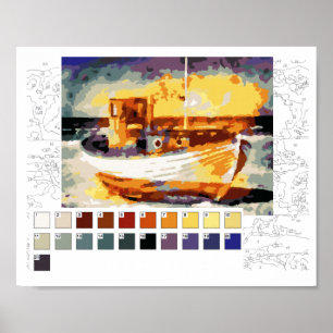 Paint by Numbers Poster (outline below): Boat