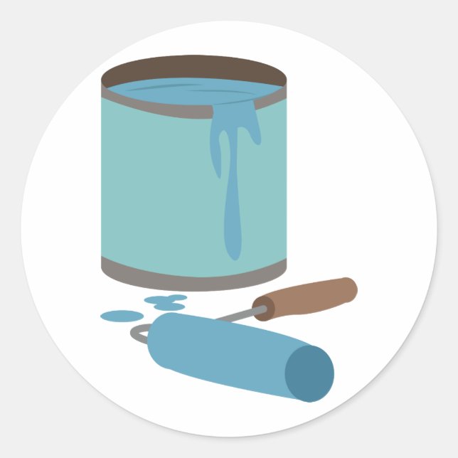 Paint Can and Roller Classic Round Sticker (Front)