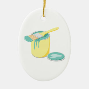 Paint Can & Brush Ceramic Ornament