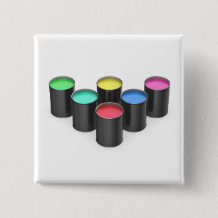 Paint cans with different colours 2 inch square button