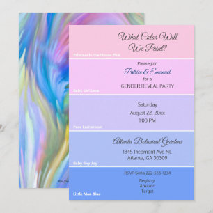 Paint Chip Genre Révéler Pink Blue Invitation