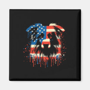 Paint Drip Australian Shepherd American Usa Flag 4 Magnet