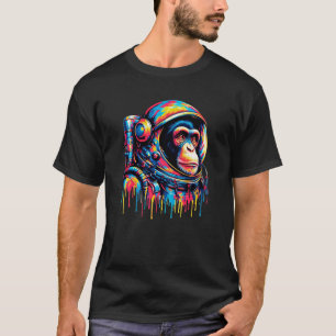Paint Drip Chimpanzee Astronaut T-Shirt