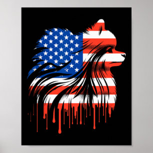 Paint Drip Pomeranian American Usa Flag 4th Of Jul Poster