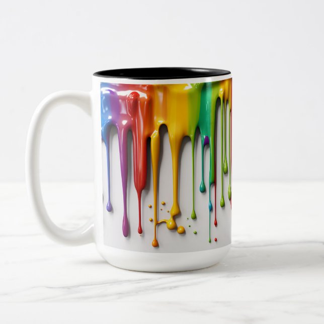 Paint Drip Two-Tone Ceramic Mug (Left)