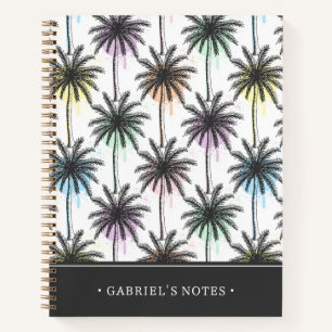 Paint Drop Palm Tree Pattern   Add Your Name Notebook