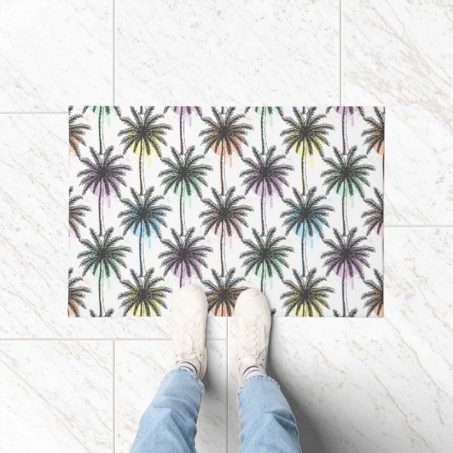 Paint Drop Palm Tree Pattern Doormat (Indoor)