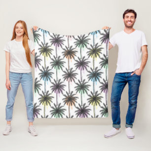 Paint Drop Palm Tree Pattern Fleece Blanket