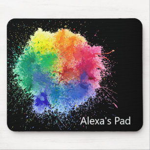 Paint Explosion on Black Mouse Pad