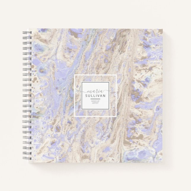 Paint Flow Abstract Texture Lavender/Tan ID796 Notebook (Front)