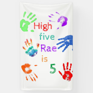 Paint Handprints Birthday with Personalized Name   Banner