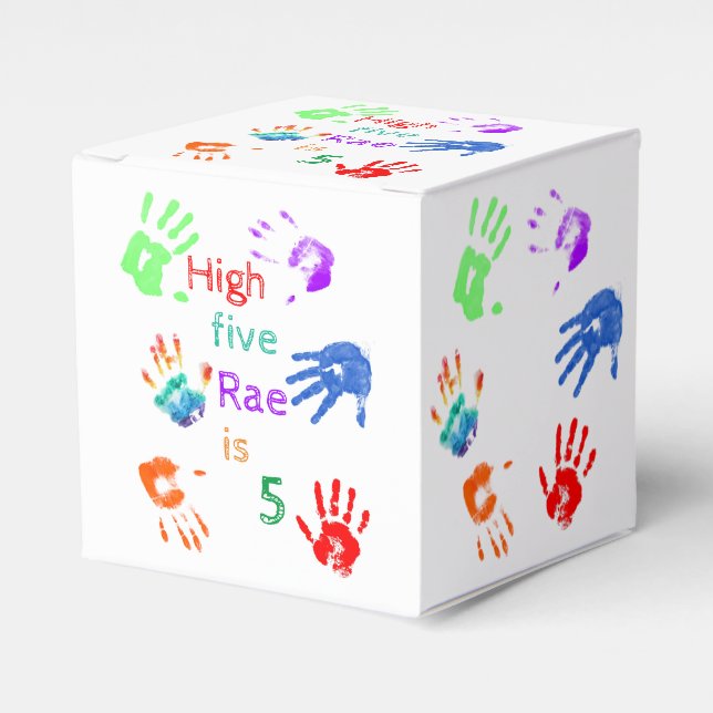 Paint Handprints Birthday with Personalized Name   Favor Box (Front Side)