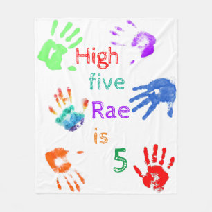 Paint Handprints Birthday with Personalized Name  Fleece Blanket