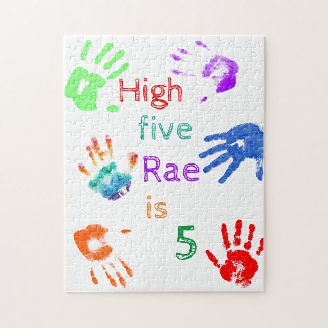 Paint Handprints Birthday with Personalized Name   Jigsaw Puzzle (Vertical)