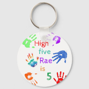 Paint Handprints Birthday with Personalized Name Keychain