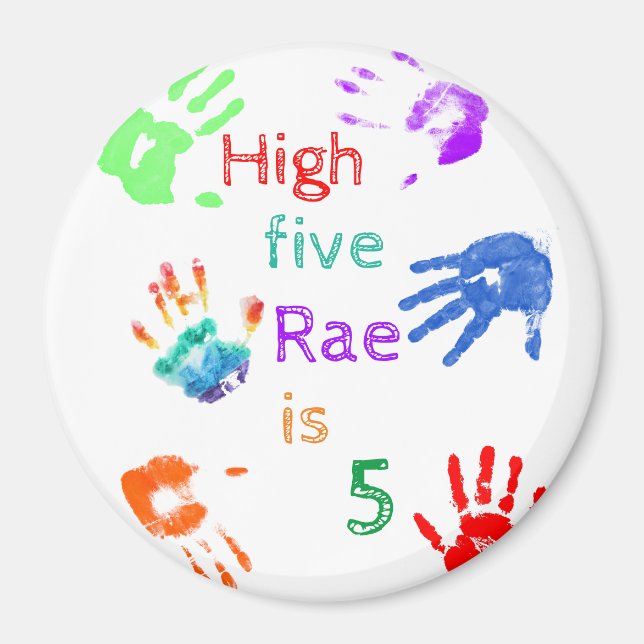 Paint Handprints Birthday with Personalized Name   Magnet (Front)