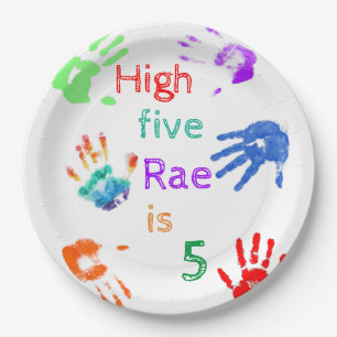 Paint Handprints Birthday with Personalized Name   Paper Plate