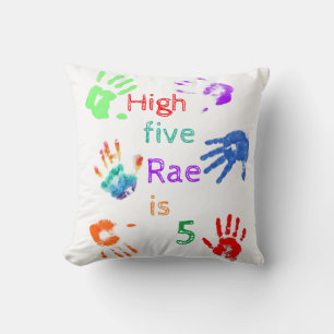 Paint Handprints Birthday with Personalized Name Throw Pillow