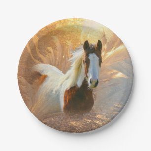 Paint Horse Gold 7 Inch Paper Plate