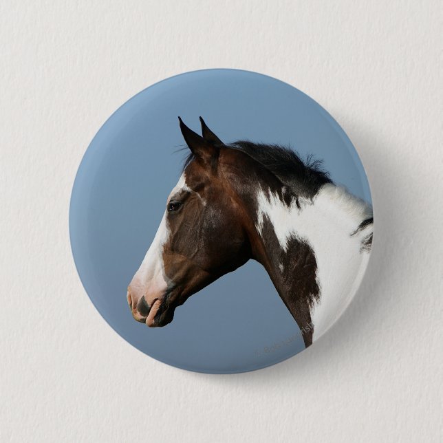 Paint Horse Headshot 1 2 Inch Round Button (Front)