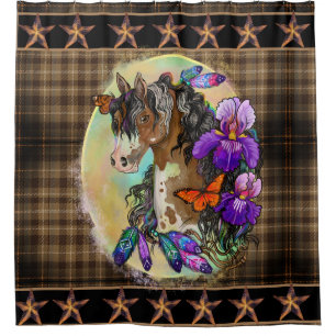 Paint Horse Mustang with Iris and butterflies