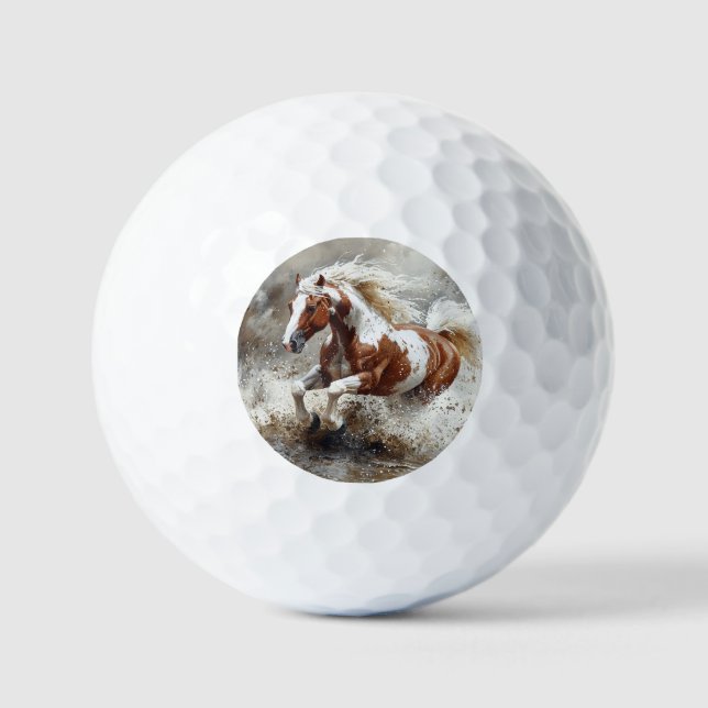 Paint Horse Running Through Water Golf Balls (Front)