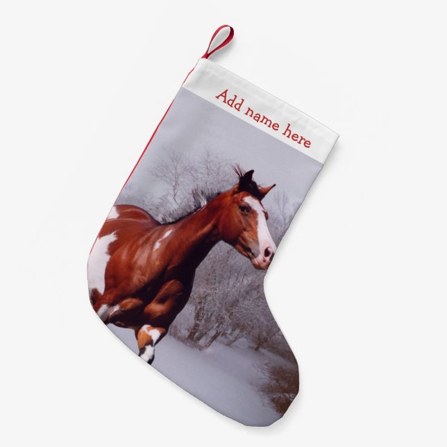 Paint Horse snow Christmas Stocking (Front (Hanging))