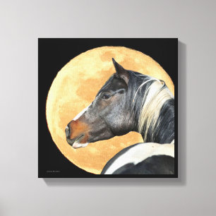 Paint horse With Full Moon Canvas Print