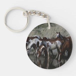 Paint Horses Drinking Keychain