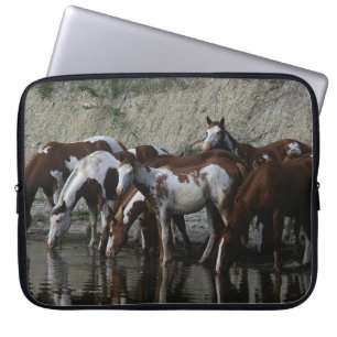 Paint Horses Drinking Laptop Sleeve