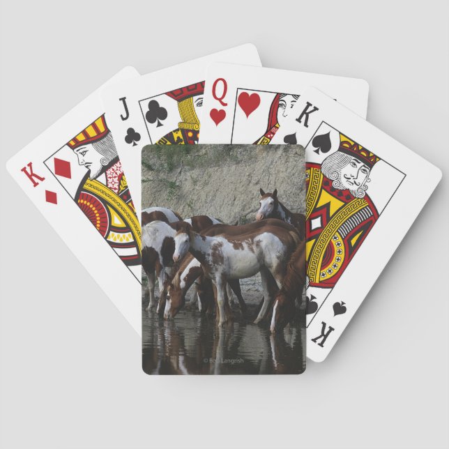 Paint Horses Drinking Playing Cards (Back)