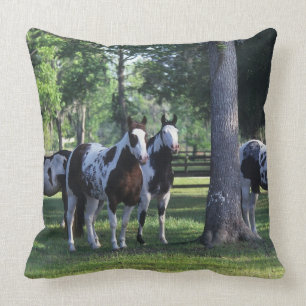 Paint Horses in the Trees Throw Pillow