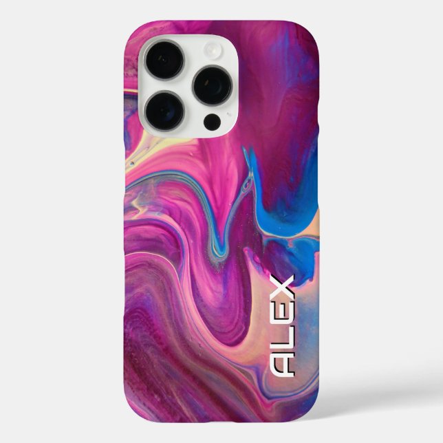 Paint Marbling Effect – Pink, Blue & Cream Swirl  Case-Mate iPhone Case (Back)