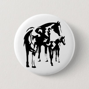 Paint Mare and Foal 2 Inch Round Button