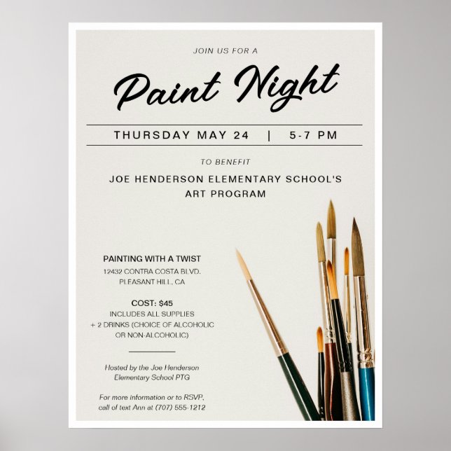 Paint Night Fundraiser Poster (Front)