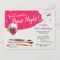 Paint Night, Paint and Sip Wine Glass Canvas Party