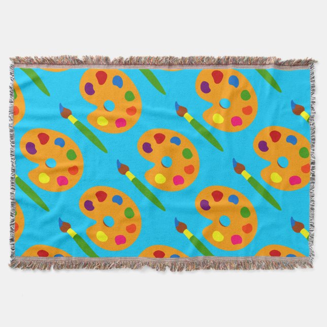 Paint Palette Art Throw Blanket (Front)