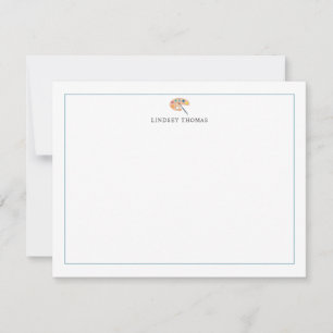 Paint Palette Blue Border Personalized Stationery Card