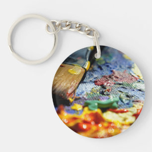 Paint Palette Closeup Keychain