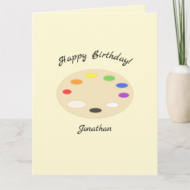 Paint Palette Personalized Birthday  Card (Front)