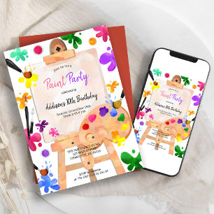 Paint Party Art Birthday Invitation