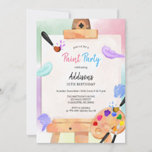 Paint Party Art Birthday Invitation