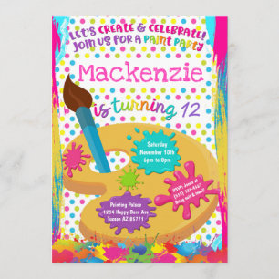 Paint Party Art Painting Birthday Invitations