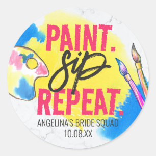 Paint Party Bride Squad Bachelorette Party Classic Round Sticker
