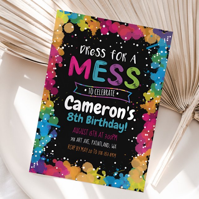 Paint Party Invitation, Art Birthday Party Invite (Paint Art Birthday Invitation)